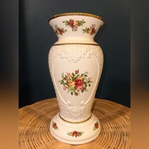 Royal Albert Cream Vase with Floral and Gold Details